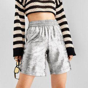 NWT Future Collective w Alani Noelle silver shorts - sz XL